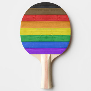 SlipperyJoe's Inclusive gay pride flag textured ru Ping Pong Paddle