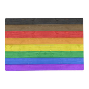 SlipperyJoe's Inclusive gay pride flag textured ru Placemat