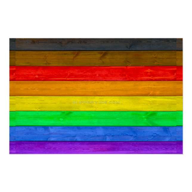 SlipperyJoe's Inclusive gay pride flag textured ru Poster (Front)