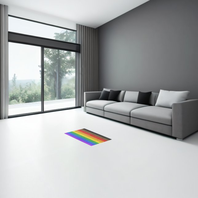 SlipperyJoe's Inclusive gay pride flag textured ru Rug (Insitu (Indoor 3))