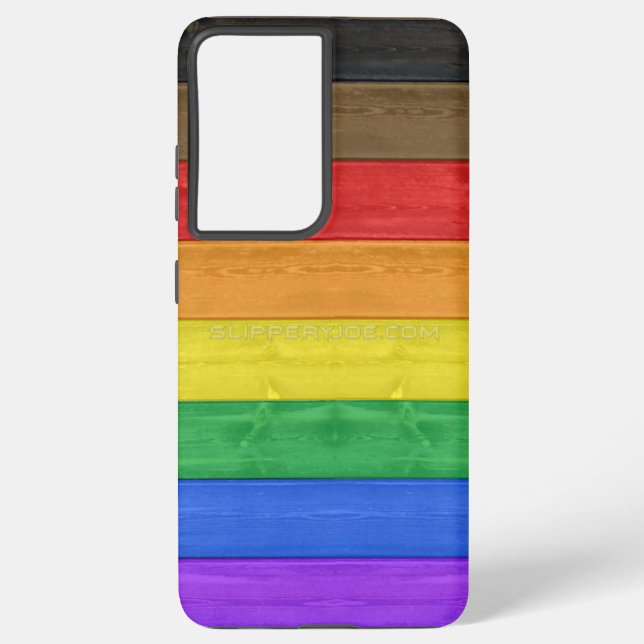 SlipperyJoe's Inclusive gay pride flag textured ru Samsung Galaxy Case (Back)