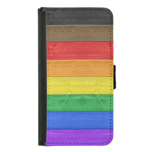 SlipperyJoe's Inclusive gay pride flag textured ru Samsung Galaxy S5 Wallet Case