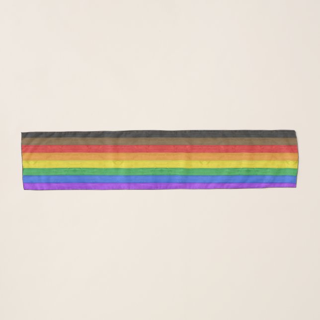 SlipperyJoe's Inclusive gay pride flag textured ru Scarf (Front (Horizontal))