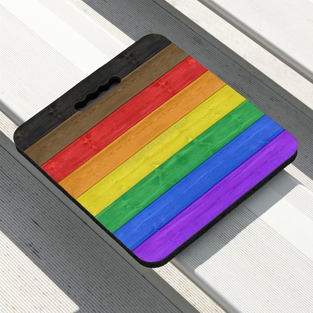 SlipperyJoe's Inclusive gay pride flag textured ru Seat Cushion (In Situ)