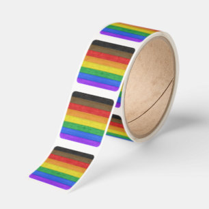 SlipperyJoe's Inclusive gay pride flag textured ru Square Sticker