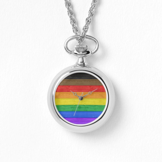 SlipperyJoe's Inclusive gay pride flag textured ru Watch (Front)