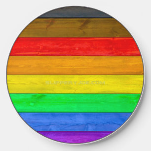 SlipperyJoe's Inclusive gay pride flag textured ru Wireless Charger