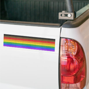 SlipperyJoe's inclusive gay pride flag wooden blac Bumper Sticker