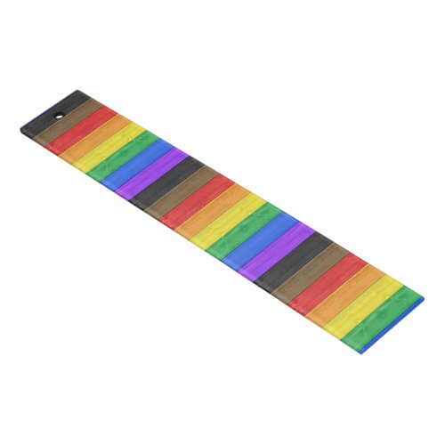 SlipperyJoes inclusive gay pride flag wooden blac Ruler