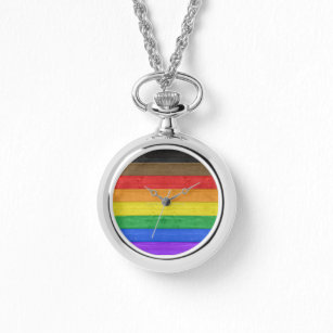 SlipperyJoe's inclusive gay pride flag wooden blac Watch