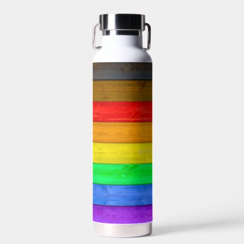 SlipperyJoes inclusive gay pride flag wooden blac Water Bottle