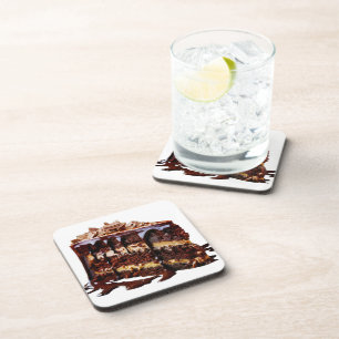 SlipperyJoe's indulgent multi-layer chocolate cake Beverage Coaster