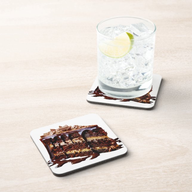SlipperyJoe's indulgent multi-layer chocolate cake Beverage Coaster (Right Side)