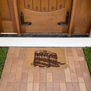 SlipperyJoe's indulgent multi-layer chocolate cake Fiber Doormat