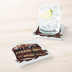 SlipperyJoe's indulgent multi-layer chocolate cake Glass Coaster