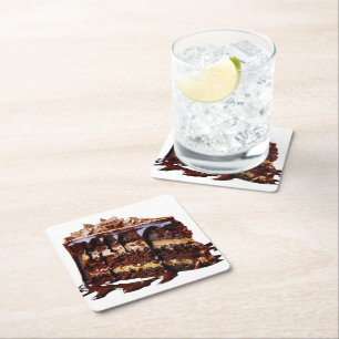 SlipperyJoe's indulgent multi-layer chocolate cake Square Paper Coaster