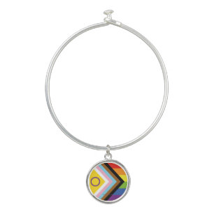SlipperyJoe's Intersex pride flag yellow backgroun Bangle Bracelet
