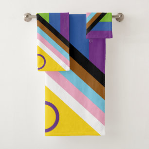 SlipperyJoe's Intersex pride flag yellow backgroun Bath Towel Set