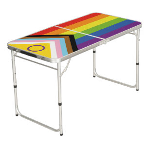 SlipperyJoe's Intersex pride flag yellow backgroun Beer Pong Table