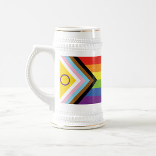SlipperyJoe's Intersex pride flag yellow backgroun Beer Stein