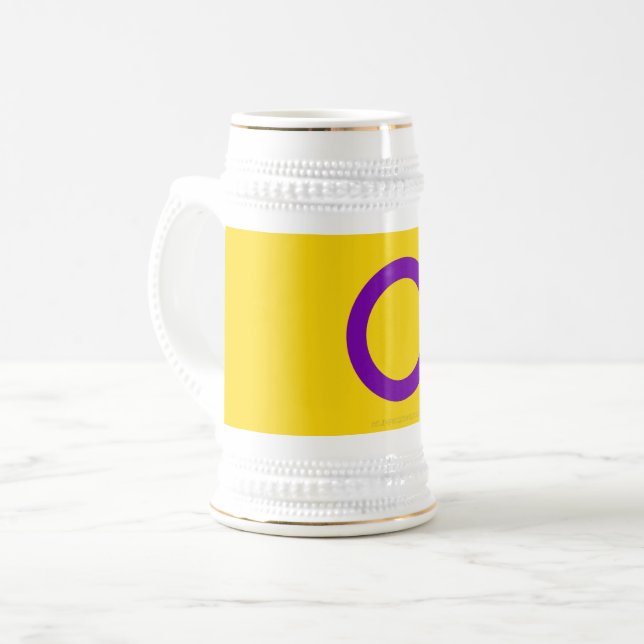 SlipperyJoe's Intersex pride flag yellow backgroun Beer Stein (Front Left)