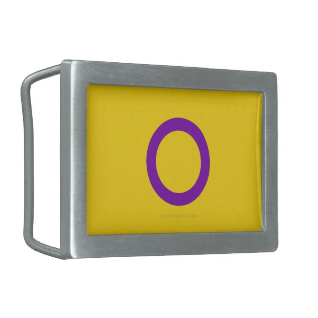 SlipperyJoe's Intersex pride flag yellow backgroun Belt Buckle (Front Left)