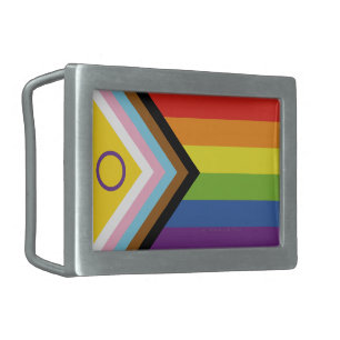 SlipperyJoe's Intersex pride flag yellow backgroun Belt Buckle