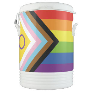 SlipperyJoe's Intersex pride flag yellow backgroun Beverage Cooler
