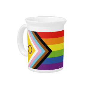 SlipperyJoe's Intersex pride flag yellow backgroun Beverage Pitcher