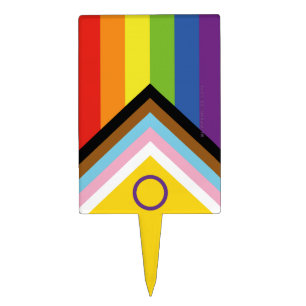 SlipperyJoe's Intersex pride flag yellow backgroun Cake Topper