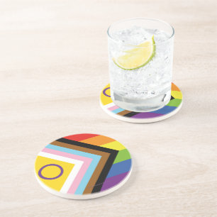 SlipperyJoe's Intersex pride flag yellow backgroun Coaster