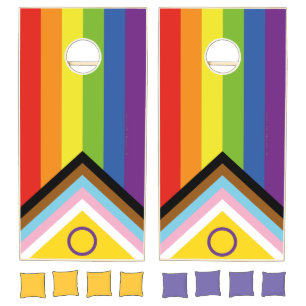 SlipperyJoe's Intersex pride flag yellow backgroun Cornhole Set