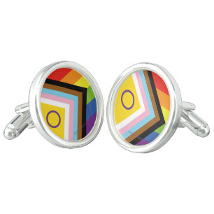 SlipperyJoe's Intersex pride flag yellow backgroun Cufflinks