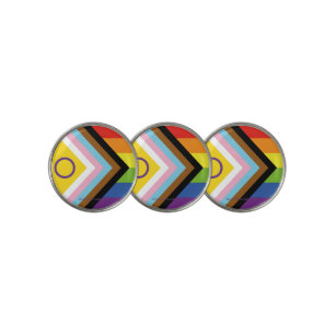 SlipperyJoe's Intersex pride flag yellow backgroun Golf Ball Marker