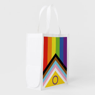 SlipperyJoe's Intersex pride flag yellow backgroun Grocery Bag