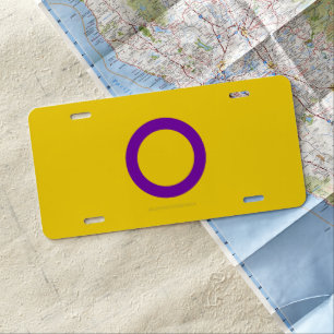 SlipperyJoe's Intersex pride flag yellow backgroun License Plate