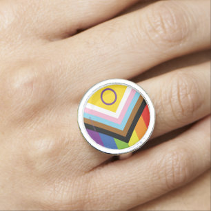 SlipperyJoe's Intersex pride flag yellow backgroun Ring