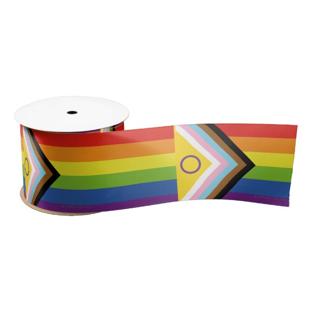 SlipperyJoe's Intersex pride flag yellow backgroun Satin Ribbon (Spool)