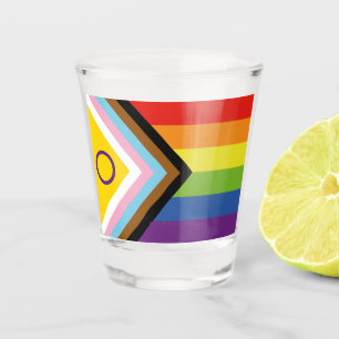 SlipperyJoe's Intersex pride flag yellow backgroun Shot Glass