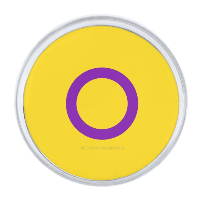 SlipperyJoe's Intersex pride flag yellow backgroun Silver Finish Lapel Pin (Front)