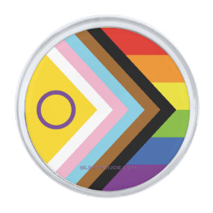 SlipperyJoe's Intersex pride flag yellow backgroun Silver Finish Lapel Pin
