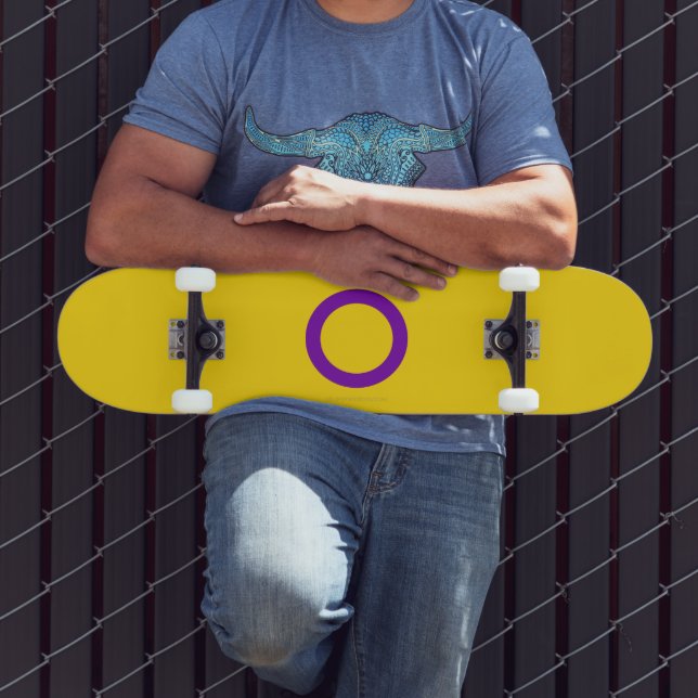 SlipperyJoe's Intersex pride flag yellow backgroun Skateboard (Outdoor 3)