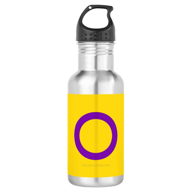 SlipperyJoe's Intersex pride flag yellow backgroun Stainless Steel Water Bottle (Front)