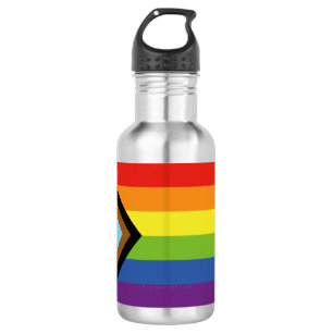 SlipperyJoe's Intersex pride flag yellow backgroun Stainless Steel Water Bottle