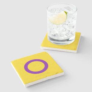SlipperyJoe's Intersex pride flag yellow backgroun Stone Coaster