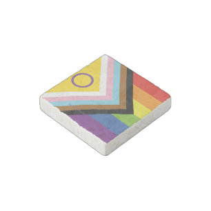 SlipperyJoe's Intersex pride flag yellow backgroun Stone Magnet