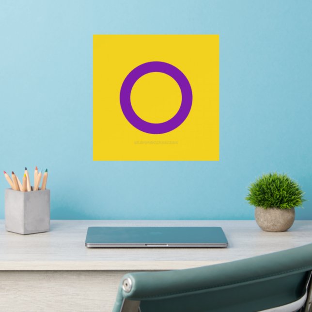SlipperyJoe's Intersex pride flag yellow backgroun Wall Decal (Home Office 2)