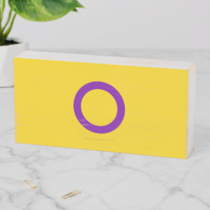 SlipperyJoe's Intersex pride flag yellow backgroun Wooden Box Sign