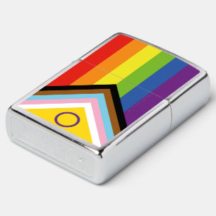 SlipperyJoe's Intersex pride flag yellow backgroun Zippo Lighter