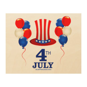 SlipperyJoe's july 4th Independence day classic Un Wood Wall Art